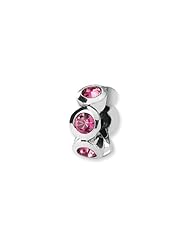 October Birthstone, 6-Stone Charm in Silver for 3mm Bracelets