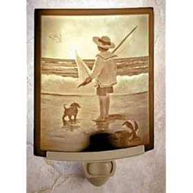 At The SeaShore Porcelain Lithophane Night Light by The Porcelain Garden