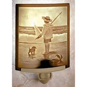At the Sea Shore - Porcelain Curved Lithophane Night Light by The Porcelain Garden