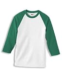 2184 - Medium - White/kelly 6.1 oz Cotton Raglan Baseball T-shirt