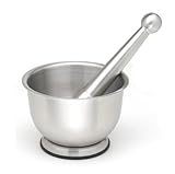 StainlessLUX 75551 Large Stainless Steel Mortar and Pestle Set/Spice Grinder/Molcajete, 18-Ounce/2.25-Cup, Brushed Finish