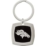 Stainless Steel and Black Enamel Denver Broncos Keychain