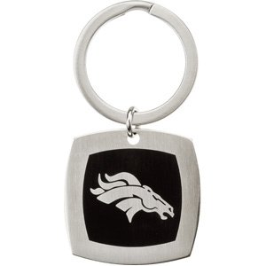Stainless Steel and Black Enamel Denver Broncos Keychain
