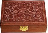 Girls Gift - Wooden Jewelry Boxes Hand Engraved Antiqued Finish Indian Style 5.75 inches x 4.75 inches x 2.25 inches (wc258)