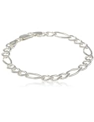 Sterling Silver Open Figaro Chain Bracelet, 7"