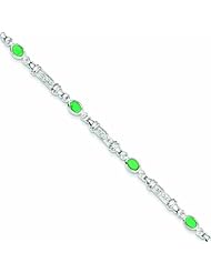 Genuine .925 Sterling Silver Emerald And Diamond Bracelet 5.1 Grams . 100% Satisfaction Guaranteed.