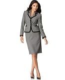 Review Tahari  / Tahari Contrast-Trim Two-Button Skirt Suit