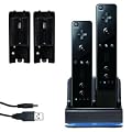 Invero Noire Dual Double Station Chargeur + 2 batteries compatible avec Nintendo Wii (MotionPlus or Non Motion)