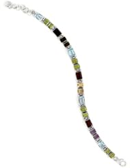 CleverSilvers 7+1.5Extension Faceted Multistone Link Bracelet