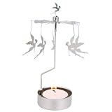 Rotating Spinning Fairy Silver Tea Light Candle Holder