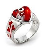 Red Millefiori Heart Ring