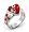 Red Millefiori Heart Ring - Size 6