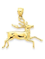 14k Gold Deer Running Pendant