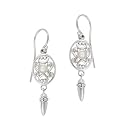 Sterling Silver June Birthstone Oval Celtic w/ Genuine Freshwater Pearl Center Drop Earrings
