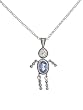 Sterling Silver Boy December Birthstone Necklace with Rolo Chain
