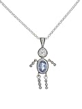 Sterling Silver Boy December Birthstone Necklace with Rolo Chain