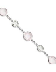 Sterling Silver with Rose and Mint Quartz Circle Bracelet