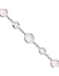 Sterling Silver With Rose And Mint Quartz Circle Bracelet