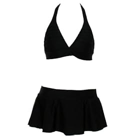 Radio Fiji Black Halter Bikini w/Brazilian Mini Skirt L