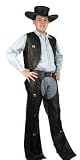 Pleather Chaps and Vest for Men - Fun for Biker Costumes, Cowboy Costumes and Western Parties (Hat not included)