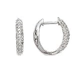 14k White Gold & Diamond Pave' Set Hoop Earrings (0.25ctw)