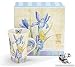 Kitchen & Housewares : Set of 4 Beautiful Iris And Butterfly China Mugs/Cups Designed By Artist Kathleen Denis Gift Box Included