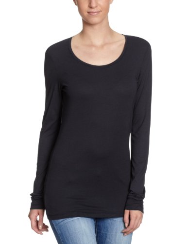 TOM TAILOR Damen Langarmshirt 10216570970/lexi rib longsleeve, Gr. 40 (L), Blau (6345) Preisvergleich