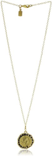 Tat2 Designs St. Tropez Gold and Black Glass Bead, Gold Coin Necklace