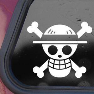 One Piece Luffy Flag White Sticker Decal Pirate Cartoon Anime White Sticker Decal