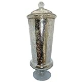 MERCURY APOTHECARY JAR - MERCURY GLASS FOOTED APOTHECARY JAR
