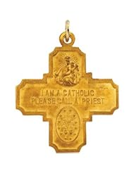 4-Way Cross Medal 14K Yellow Gold 08.00X08.00 mm