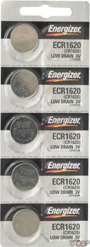 Energizer CR1620 Lithium Battery, Card of 5 *ORMD