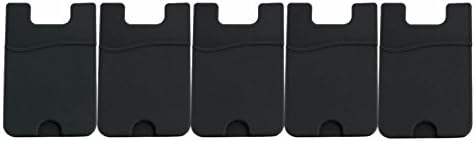 CrawL Silicone Adhesive Credit Card Holder / ID Card Holder / Pouch Sleeve Holder for All Phones (iphones / Samsung Galaxy / Sony Eriksson / LG) (5pcs) (5pcs Black)