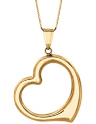 14K Yellow Gold Open Heart Pendant on a 18 Inch Chain