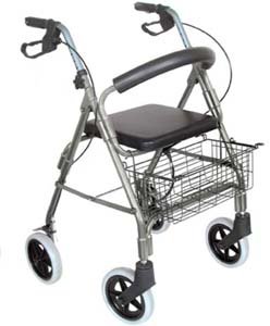 Lightweight Aluminum Rollator, Burgundy