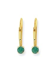 MadiK® 14k Yellow Gold Genuine Emerald May Birthstone Leverback Earrings