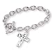 Sterling Silver Nugget Cross 7.5-inch Toggle Bracelet
