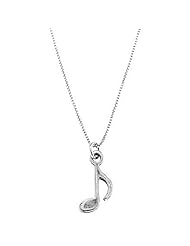 Sterling Silver One Sided Music Note Necklace