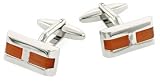 Dramatic silver plated cufflinks with inset red agate with presentation box