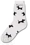Scottie Poses Socks (White w/ Black Scotties, Medium)