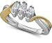 3/4 ctw Marquise Three Stone Ring in 14K Two Tone Gold