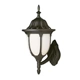 Frosted Glass 1 Light Wall Lantern - Black