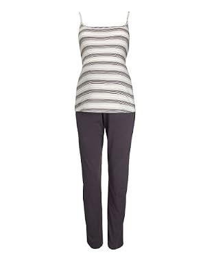 Maternity Grey/Pink Stripe Pyjama Set - Grey/Pink