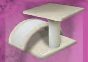 Alpha Pooch Purrgola Ledge Cat Scratch Post, Natural Synthetic Lambskin with Natural Sisal Rope