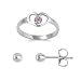 Pink CZ Open Heart Ring with Ball Stud Earrings Set for Girls