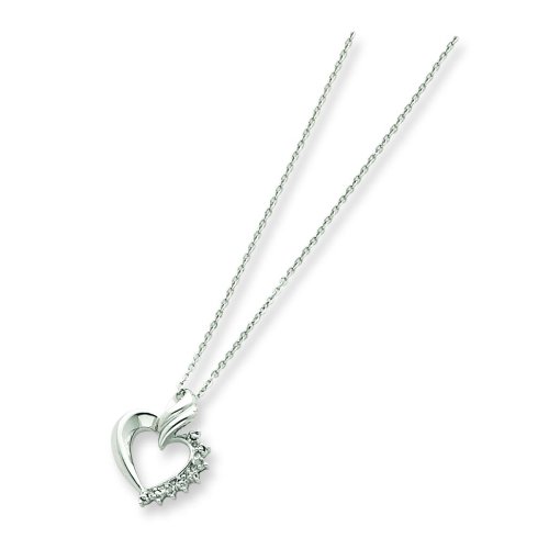 Sterling Silver Heart Diamond Necklace with 18 inch Sterling Silver chain