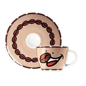 Espresso Coffee Mug and Saucer Set, My Little Darling, Smiley Face, Coffee Mug Set in Gift Box