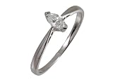 Ladies Engagement Ring, 9ct White Gold with Marquise Solitaire Diamond, 1/4 Carat Diamond Weight