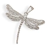 Rhodium Plated CZ Dragonfly Pendant