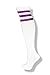 Unisex White Knee High Team Tube Socks w/ Three Various Colored Stripes